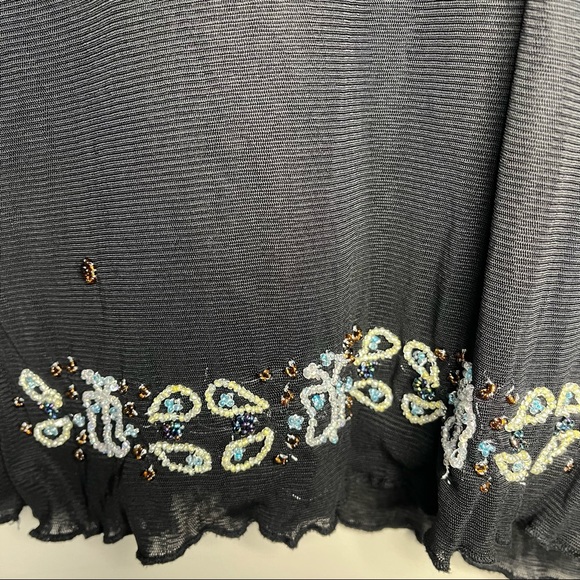 Y2K Black Mesh Translucent Top w/ Beading Details - Picture 3 of 5